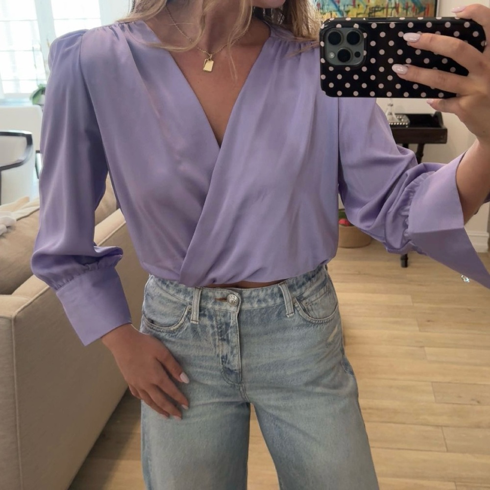 Zara Women's Lavender Wrap Blouse